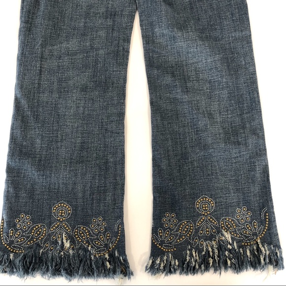Blank NYC Kick Flare bedazzled Crop Fringe Jeans - Picture 7 of 11